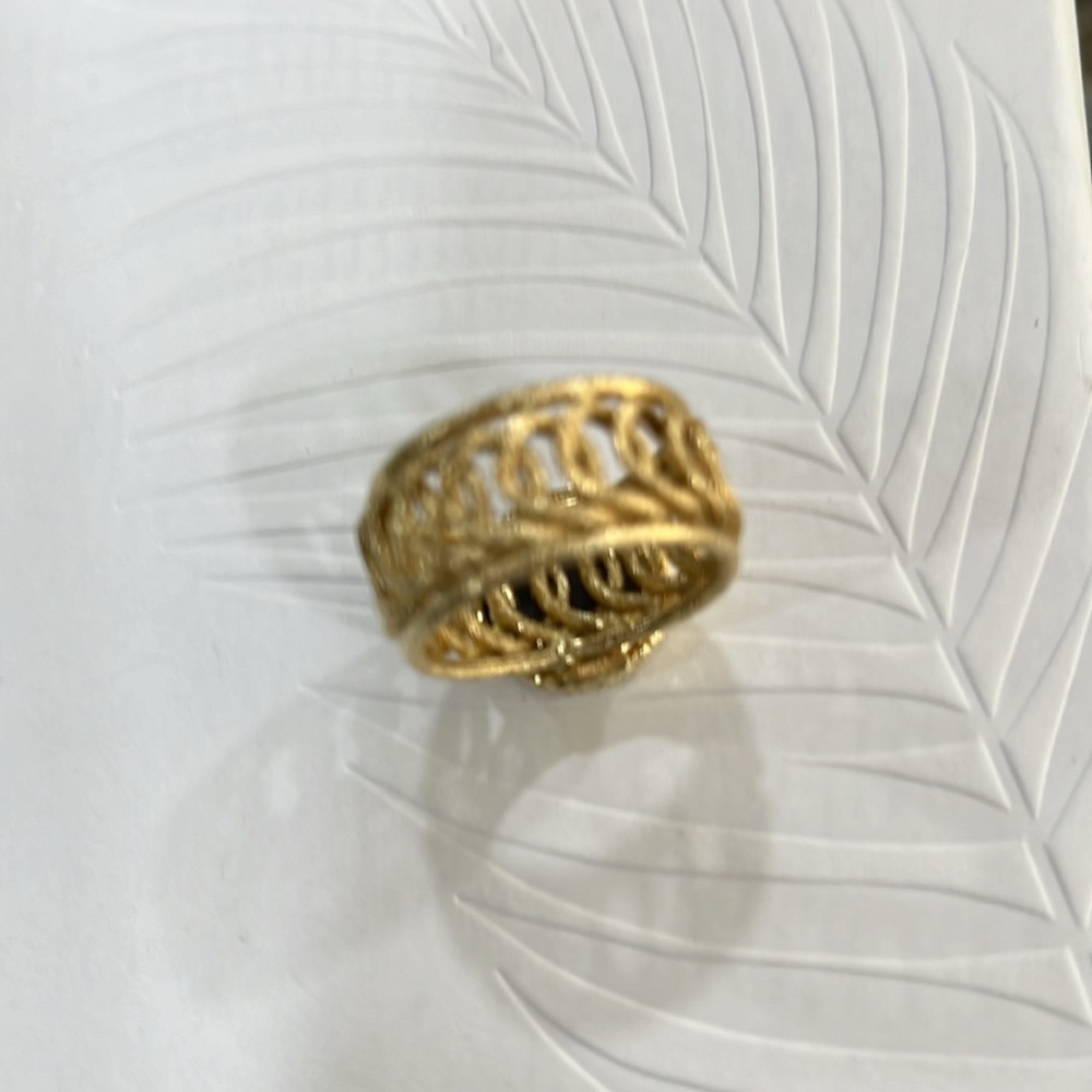 14K Yellow Gold Silver Grey Drusy wide band ring Milor Gold - Picture 3 of 4